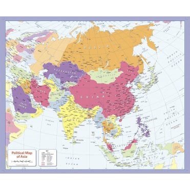 Colour blind friendly Political Wall Map of Asia