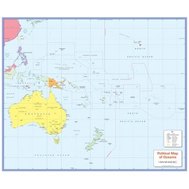 Colour blind friendly Political Wall Map of Oceania