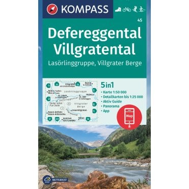 Defereggental, Villgratental, Lasorling Group, villgraten mountains | Kompass hiking map 45