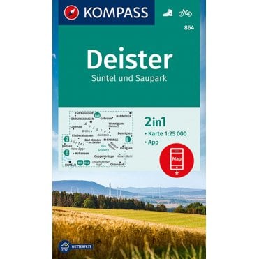 Deister, Suntel and Saupark | Kompass hiking map 864