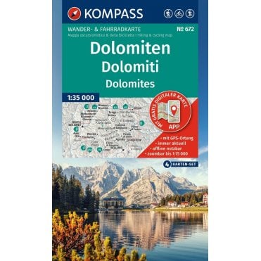 Dolomites (4 map set) | Kompass hiking map 672