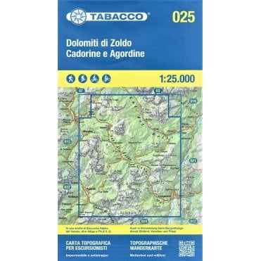 Dolomiti di Zoldo / Cadorine / Agordine | Tabacco, map 025