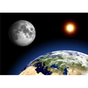 Earth Moon and Sun 3D Postcard