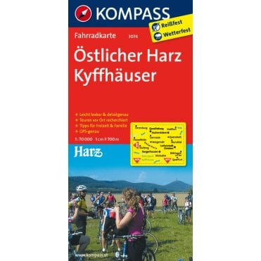 Eastern Harz, Kyffhauser | Kompass cycling map 3074