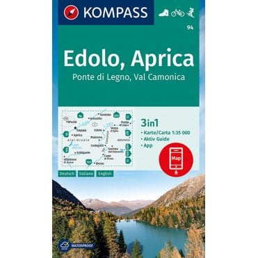 Edolo, Aprica, Ponte di Legno, Val Camonica | Kompass hiking map 94