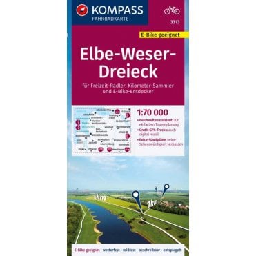 Elbe, Weser, Dreieck | Kompass cycling map 3313