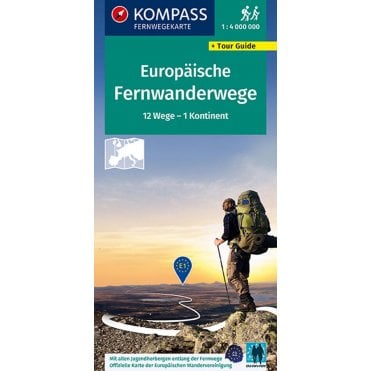 Europe - Long-Distance Hiking Routes Map | Kompass hiking to