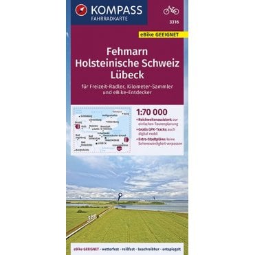 Fehmarn, Holstein Switzerland, Lubeck | Kompass cycling map 3316
