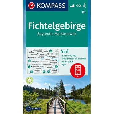 Fichtelgebirge, Bayreuth, Marktredwitz | Kompass hiking map 191
