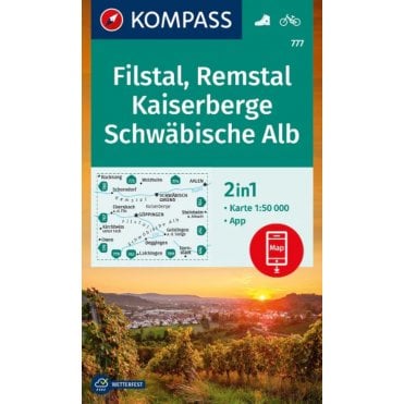 Filstal, Remstal, Kaiser Mountains, Swabian Alps | Kompass hiking map 777
