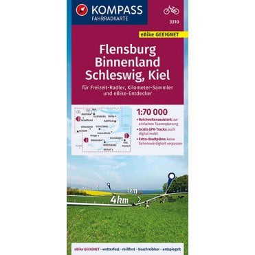 Flensburg inland, Schleswig, Kiel | Kompass cycling map 3310