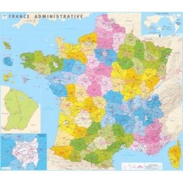 France Regions and Departments Laminated Wall map