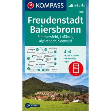 Freudenstadt, Baiersbronn, Simmersfeld, Lossburg, Alpirsbach | Kompass hiking map 878