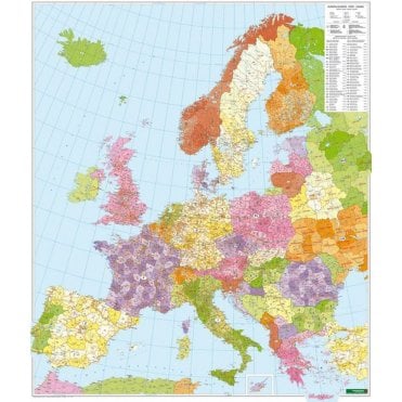 Europe Postcode areas Wall Map (Rolled)