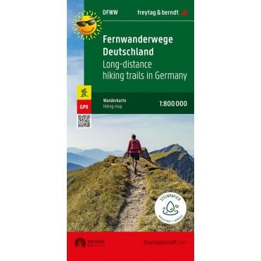 Long-distance hiking trails in Germany - 1:800k Map