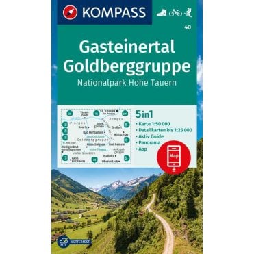 Gastein Valley, Goldberg Group, Hohe Tauern National Park | Kompass hiking map 40