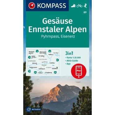 Gesause, Ennstal Alps, Pyhrnpass, Eisenerz ("Iron ore") | Kompass hiking map 69