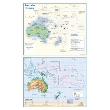 Australia and Oceania Political & Physical Continent Map