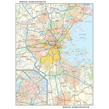 Boston, Massachusetts Wall Map, small