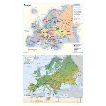 Europe Political & Physical Continent Map