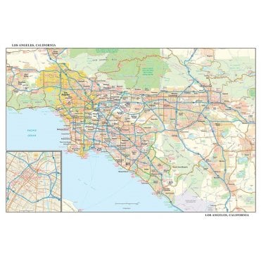 Los Angeles, California Wall Map, small