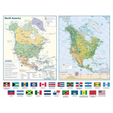 North America Political & Physical Continent Map with Countr