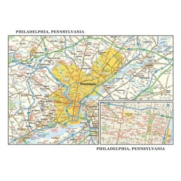 Philadelphia, Pennsylvania Wall Map, large
