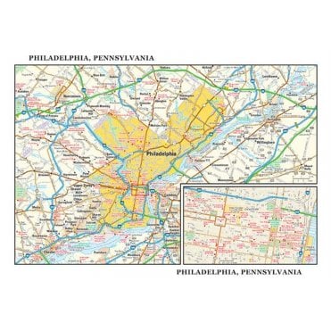 Philadelphia, Pennsylvania Wall Map, small
