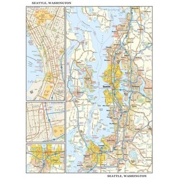 Seattle, Washington Wall Map, large
