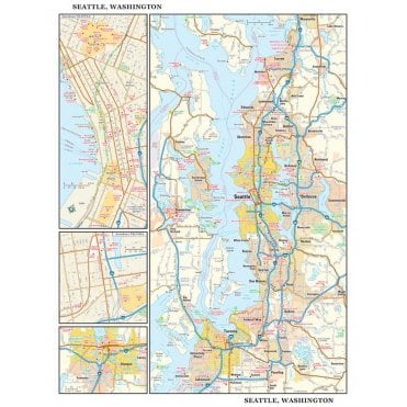 Seattle, Washington Wall Map, small