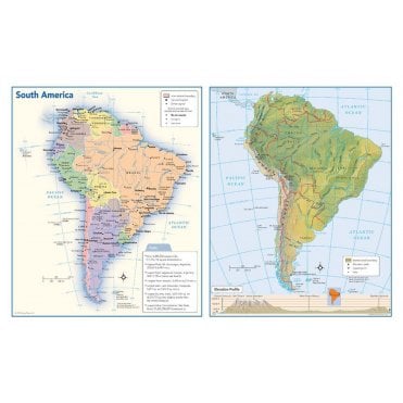 South America Political & Physical Continent Map
