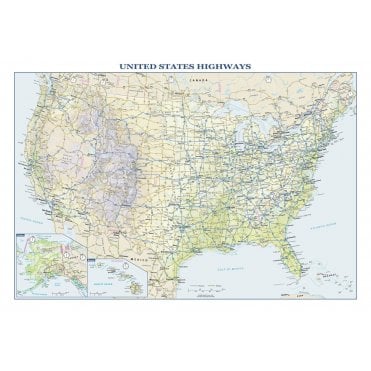 USA Interstate Highways Large Wall Map