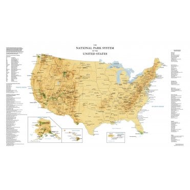 USA National Park Service Large Wall Map