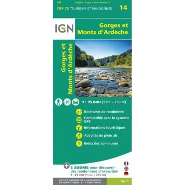 Gorges et Monts d'Ardêche - IGN TOP75, map 75014