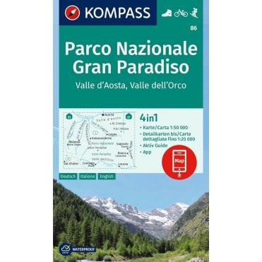 Gran Paradiso National Park, Aosta Valley, Orc Valley | Kompass hiking map 86