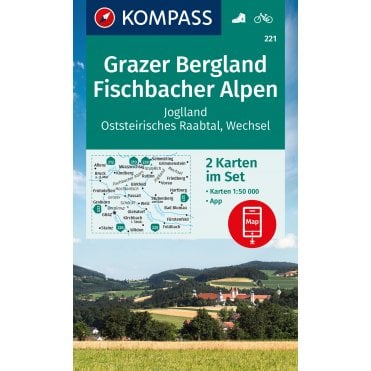 Grazer Bergland, Fischbach Alps (2 map set) | Kompass hiking map 221