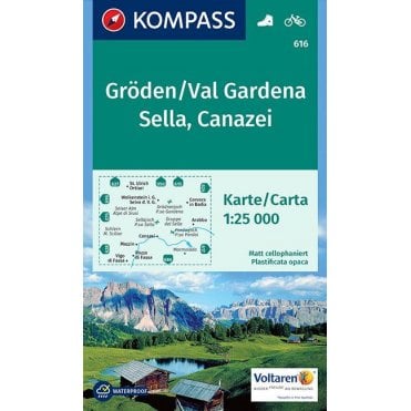 Groden, Val Gardena, Sella, Canazei | Kompass hiking map 616