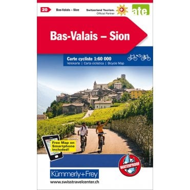 Cycling in Switzerland map 20: Lower Valais - Sion