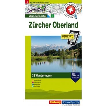 Hallwag Hiking tour map 1: Zürcher Oberland