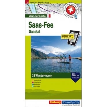 Hallwag Hiking tour map 14: Saas-Fee / Saastal