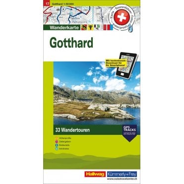 Hallwag Hiking tour map 17: Gotthard