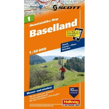 Hallwag mountain bike map 1: Baselland