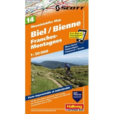 Hallwag mountain bike map 14: Biel-Biel Freiberge