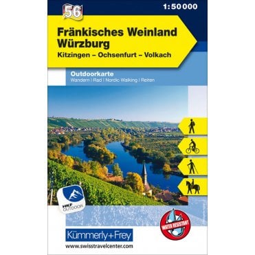 Outdoor map of Germany 56: Franconian wine country - Würzburg