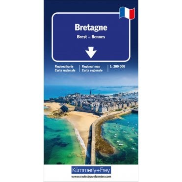 Regional Road Map of France:  Brittany (Bretagne), Brest, Re