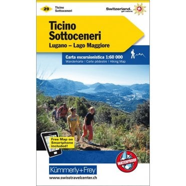 Switzerland hiking map 29: Tessin - Sottoceneri / Lugano - Lake Maggiore