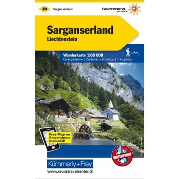 Switzerland hiking map 30: Sarganserland
