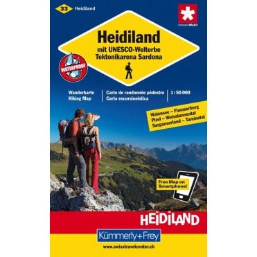 Switzerland hiking map 33: Heidiland - UNESCO Tectonic Arena Sardona