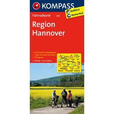 Hannover Region + city map | Kompass cycling map 3015
