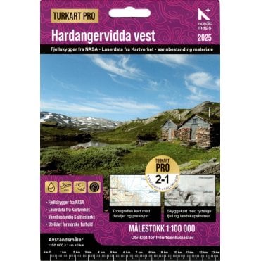Hardangervidda West Tourist Map: 2558
